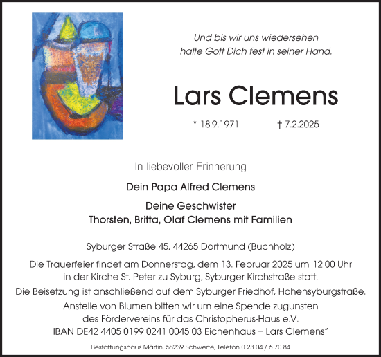 Traueranzeige von Lars Clemens von Ruhr Nachrichten