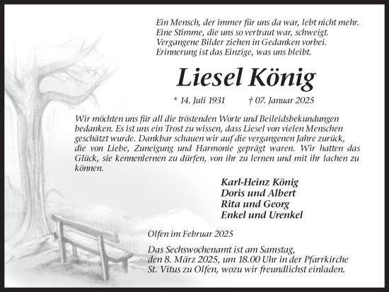 Traueranzeige von Liesel König von Ruhr Nachrichten