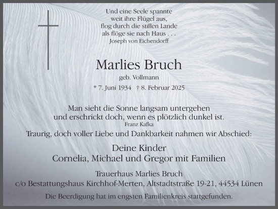 Traueranzeige von Marlies Bruch von Lüner Anzeiger
