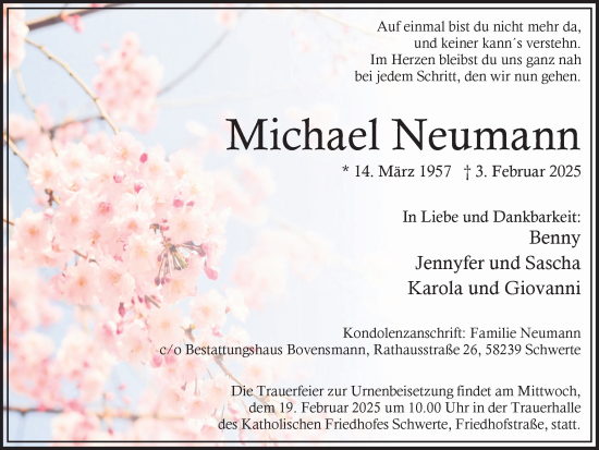 Traueranzeige von Michael Neumann von Ruhr Nachrichten
