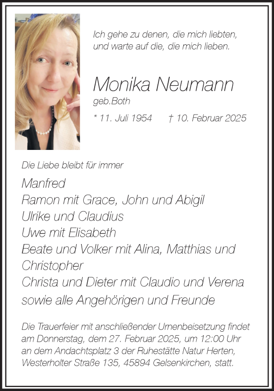 Traueranzeige von Monika Neumann von Trauer Vest