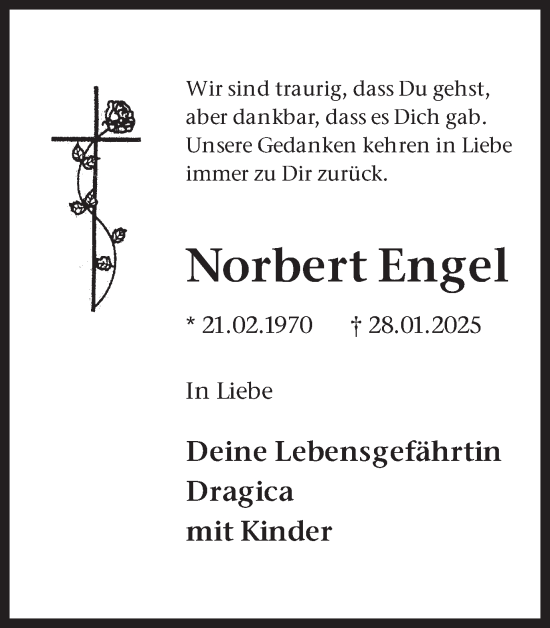 Traueranzeige von Norbert Engel von Ruhr Nachrichten