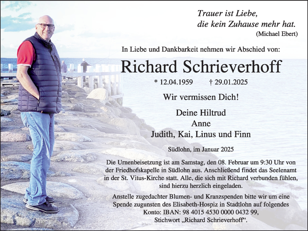  Traueranzeige für Richard Schrieverhoff vom 04.02.2025 aus Münsterland Zeitung
