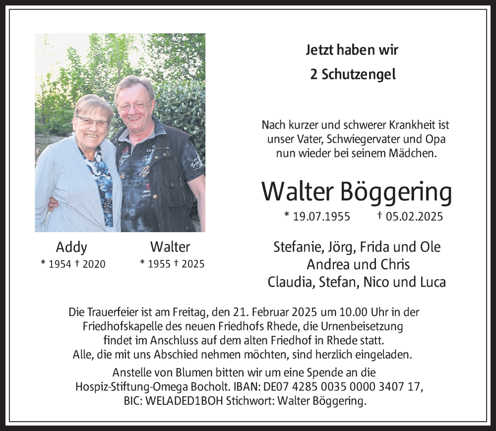  Traueranzeige für Walter Böggering vom 17.02.2025 aus 