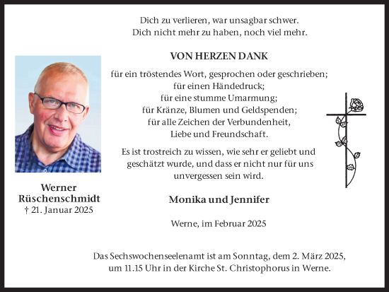 Traueranzeige von Werner Rüschenschmidt von Ruhr Nachrichten