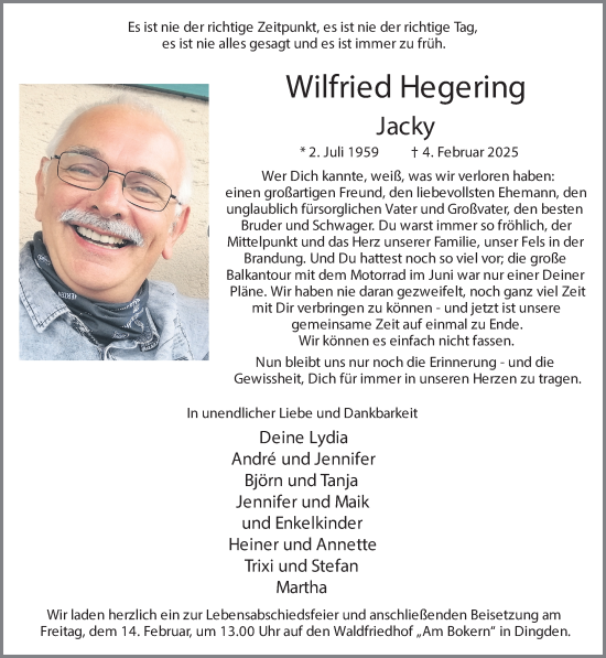 Traueranzeige von Wilfried Hegering 