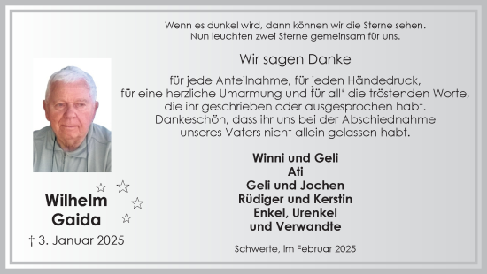 Traueranzeige von Wilhelm Gaida von Ruhr Nachrichten