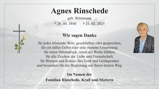 Traueranzeige von Agnes Rinschede von Ruhr Nachrichten