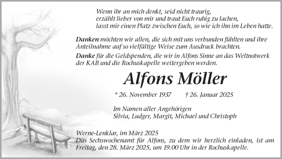 Traueranzeige von Alfons Möller von Ruhr Nachrichten