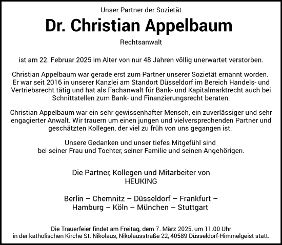 Traueranzeige von Christian Appelbaum 