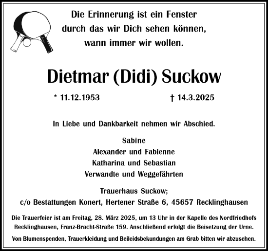 Traueranzeige von Didi Suckow von Trauer Vest