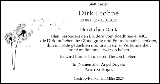 Traueranzeige von Dirk Frohne von Stadtanzeiger Castrop-Rauxel