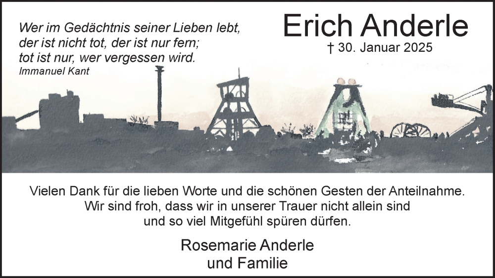 Traueranzeige für Erich Anderle vom 29.03.2025 aus Hellweger Anzeiger