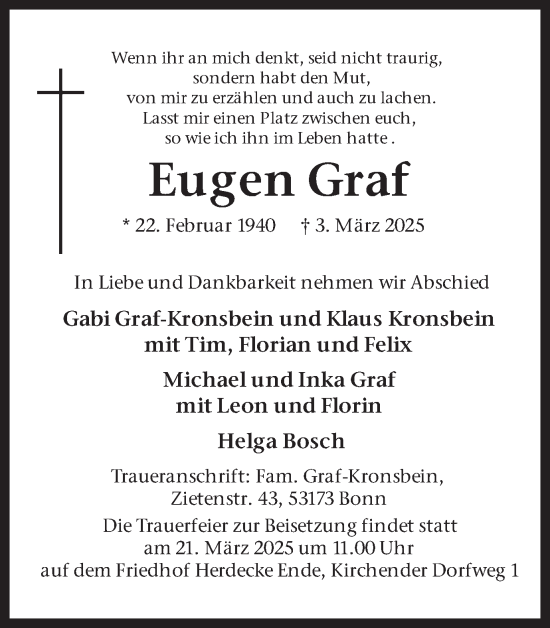 Traueranzeige von Eugen Graf von Ruhr Nachrichten