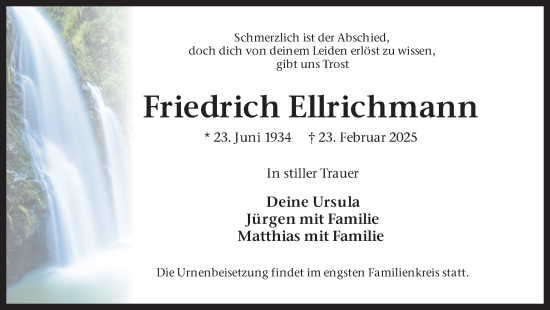 Traueranzeige von Friedrich Ellrichmann von Ruhr Nachrichten