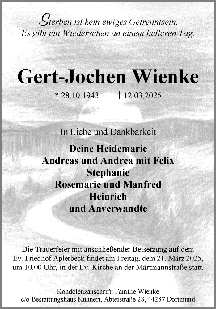  Traueranzeige für Gert-Jochen Wienke vom 15.03.2025 aus Ruhr Nachrichten