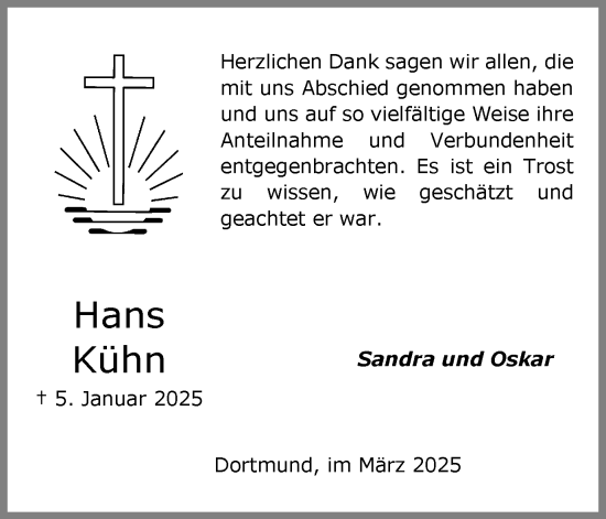 Traueranzeige von Hans Kühn von Ruhr Nachrichten