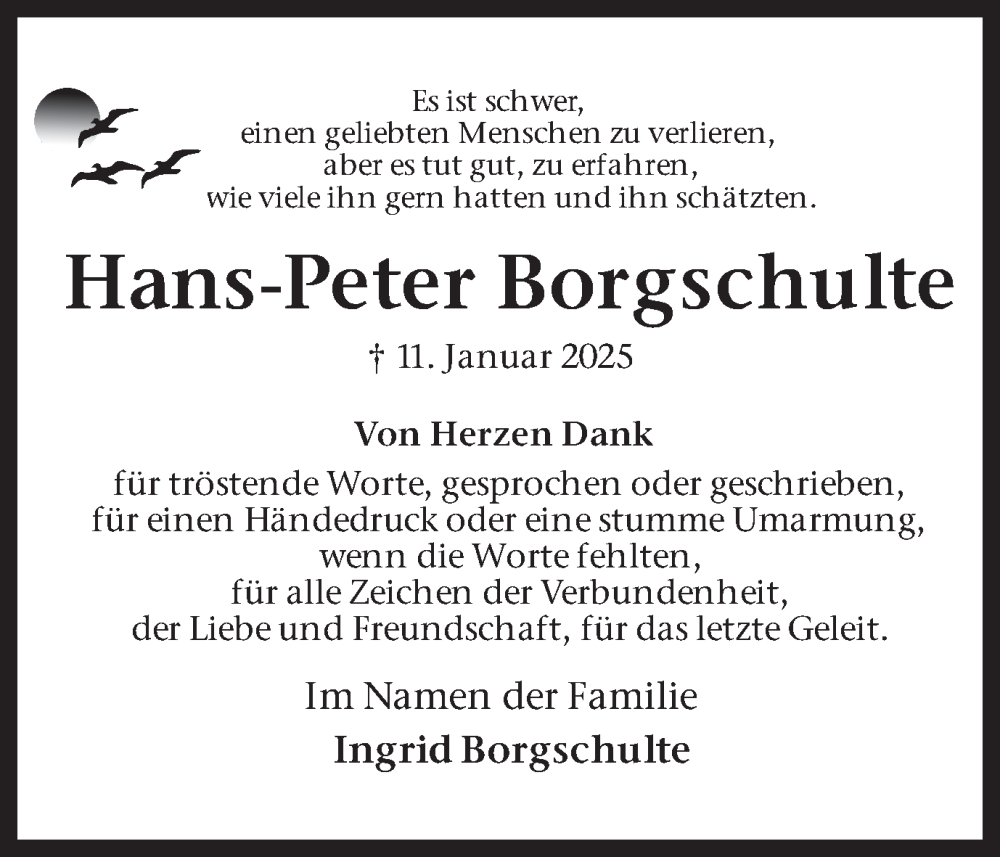  Traueranzeige für Hans-Peter Borgschulte vom 01.03.2025 aus Ruhr Nachrichten
