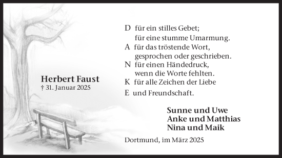 Traueranzeige von Herbert Faust von Ruhr Nachrichten