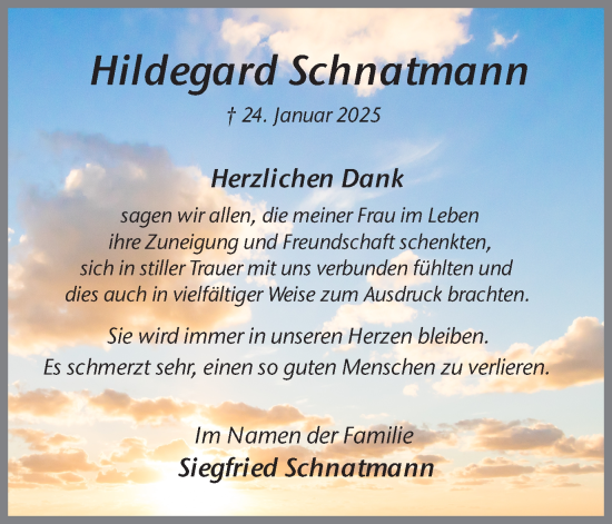 Traueranzeige von Hildegard Schnatmann von Ruhr Nachrichten
