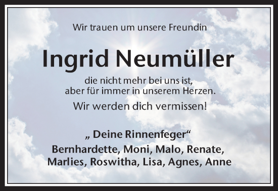 Traueranzeige von Ingrid Neumüller von Trauer Vest