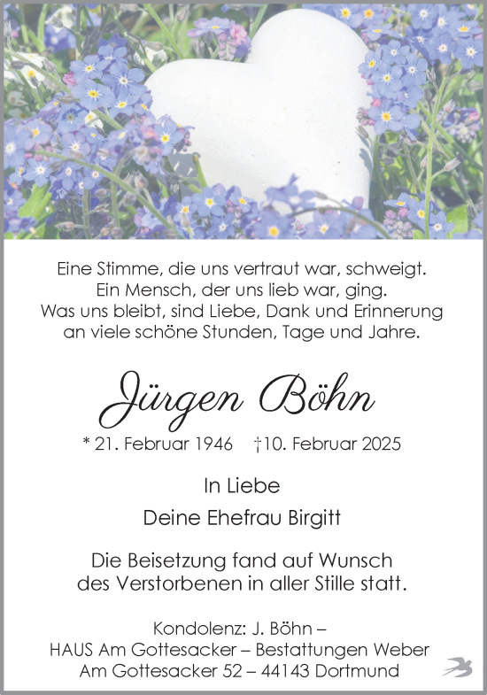 Traueranzeige von Jürgen Böhn von Ruhr Nachrichten