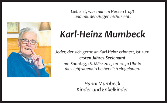 Traueranzeige von Karl-Heinz Mumbeck 