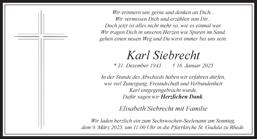 Traueranzeige für Karl Siebrecht vom 05.03.2025 aus 