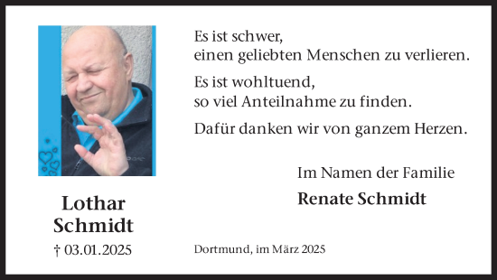 Traueranzeige von Lothar Schmidt von Ruhr Nachrichten