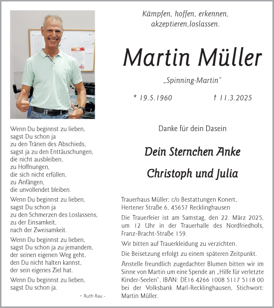 Traueranzeige von Martin Müller von Trauer Vest