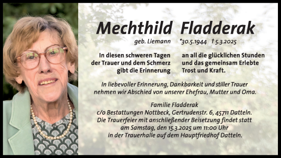 Traueranzeige von Mechthild Fladderak von Trauer Vest