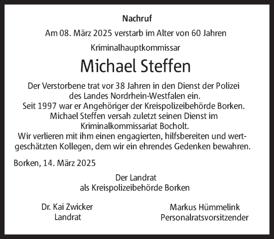 Traueranzeige von Michael Steffen 