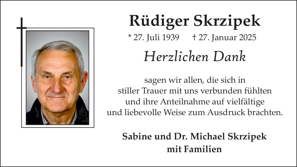  Traueranzeige für Rüdiger Skrzipek vom 08.03.2025 aus Trauer Vest