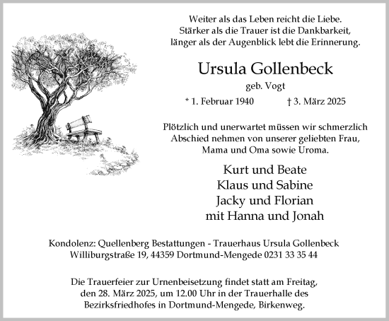 Traueranzeige von Ursula Gollenbeck von Stadtanzeiger Castrop-Rauxel