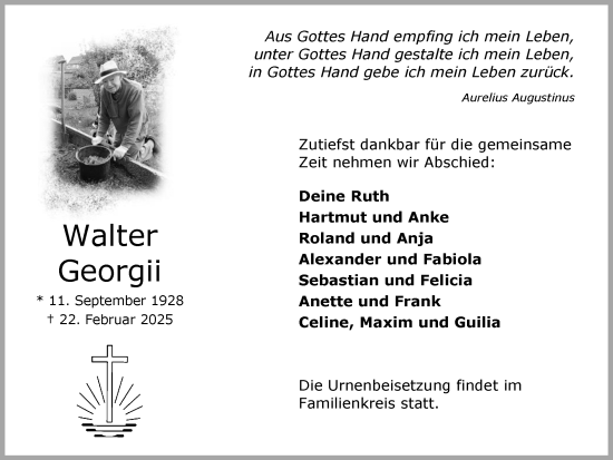 Traueranzeige von Walter Georgii von Ruhr Nachrichten