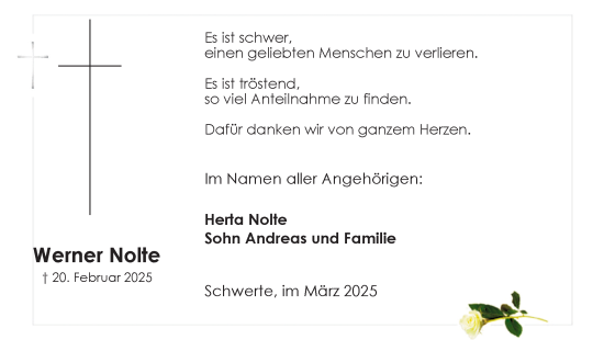 Traueranzeige von Werner Nolte von Ruhr Nachrichten