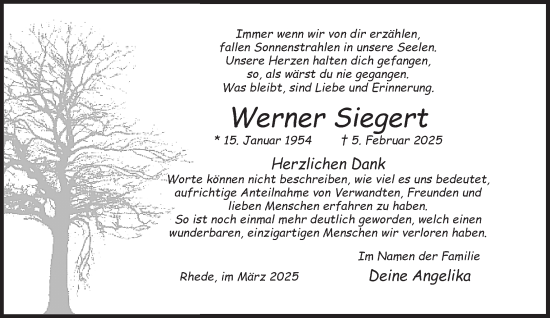 Traueranzeige von Werner Siegert 