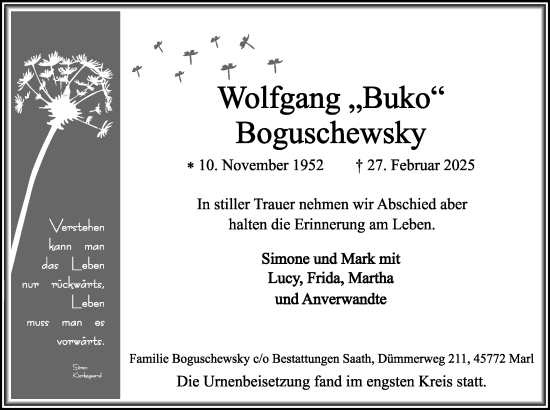 Traueranzeige von Wolfgang Boguschewsky von Trauer Vest