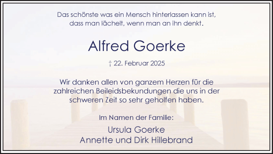 Traueranzeige von Alfred Goerke von Hellweger Anzeiger