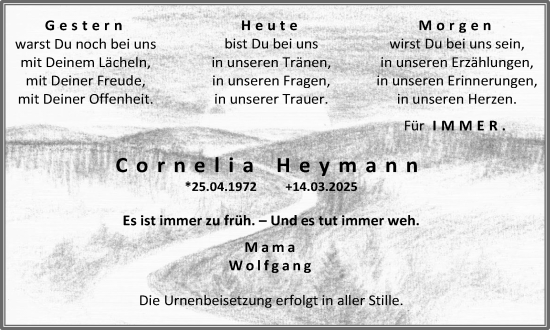 Traueranzeige von Cornelia Heymann von Trauer Vest