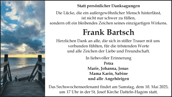 Traueranzeige von Frank Bartsch von Trauer Vest