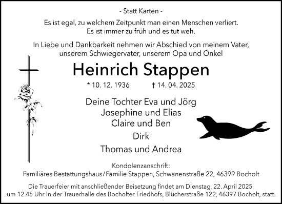 Traueranzeige von Heinrich Stappen 