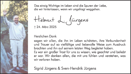 Traueranzeige von Helmut L. Jürgens von Hellweger Anzeiger