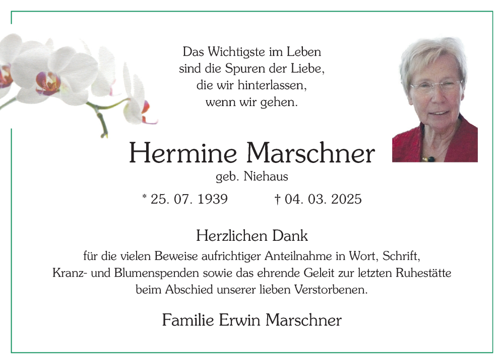  Traueranzeige für Hermine Marschner vom 05.04.2025 aus 