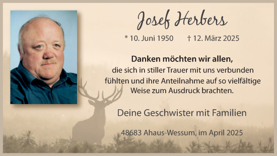 Traueranzeige von Josef Herbers von Münsterland Zeitung