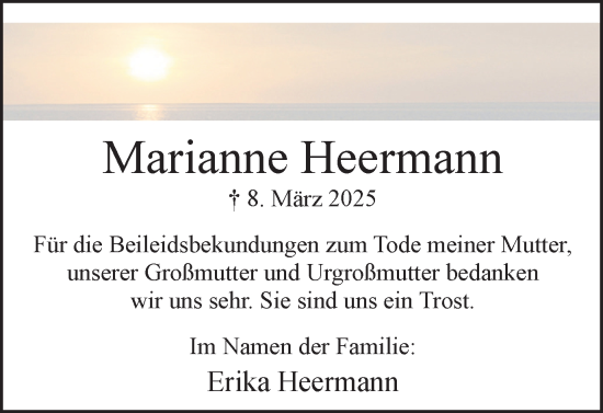 Traueranzeige von Marianne Heermann von Hellweger Anzeiger