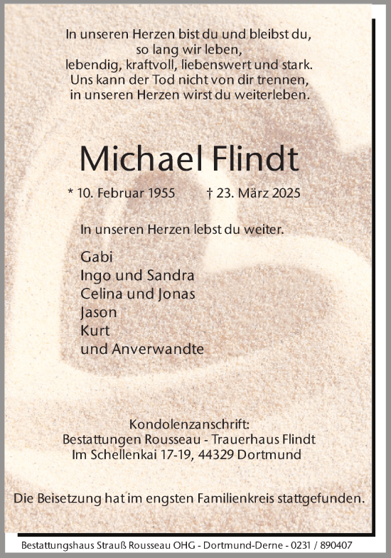 Traueranzeige von Michael Flindt von Ruhr Nachrichten