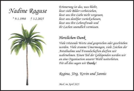 Traueranzeige von Nadine Raguse von Trauer Vest