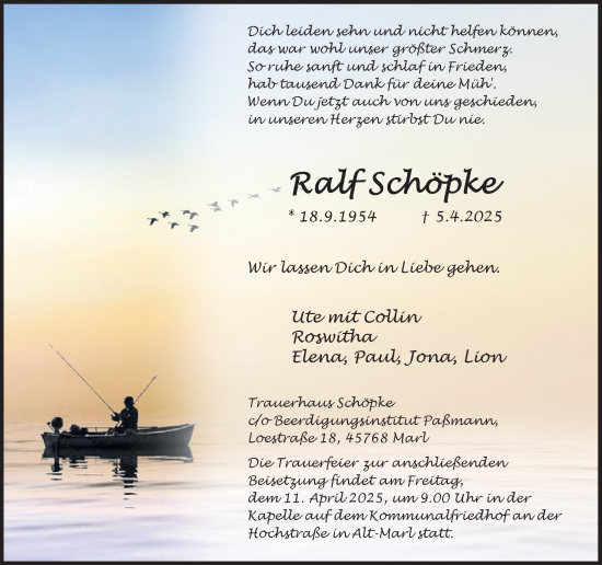 Traueranzeige von Ralf Schöpke von Trauer Vest