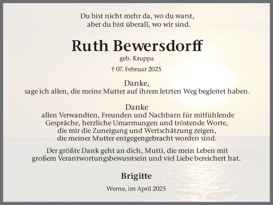Traueranzeige von Ruth Bewersdorff von Ruhr Nachrichten